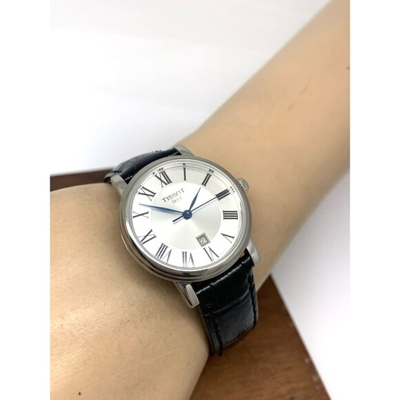 Tissot Women's Watch T1222101603300 Swiss Quartz Silver Dial Black Leather 30mm - Picture 6 of 14